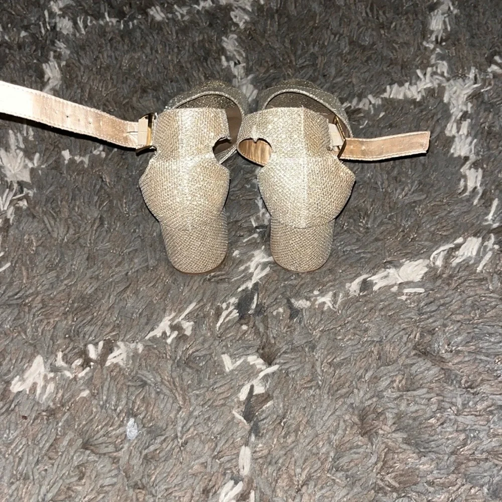 Gold Glitter Open-Toe Heels - Picture 3 of 8